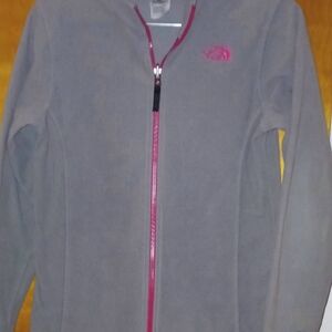 The North Face Gray Fleece Jacket with Pink Accents. Womens Medium. Girls Xl